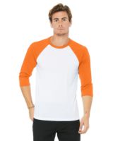 Bella + Canvas 3200 Unisex 3/4-Sleeve Baseball T-Shirt - Neon Orange