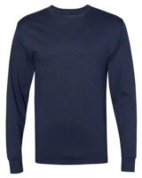 Hanes W120 Workwear Long Sleeve Pocket T-Shirt - Navy