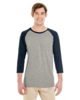 Jerzees 601RR Dri-Power Active Triblend Baseball Raglan T-Shirt - Oxford/Indigo Heather