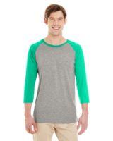 Jerzees 601RR Dri-Power Active Triblend Baseball Raglan T-Shirt - Oxford/Mint Heather