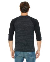 Bella + Canvas 3200 Unisex 3/4-Sleeve Baseball T-Shirt - Black