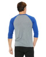 Bella + Canvas 3200 Unisex 3/4-Sleeve Baseball T-Shirt - Gray/True Royal