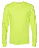 Hanes W120 Workwear Long Sleeve Pocket T-Shirt - Safety Green