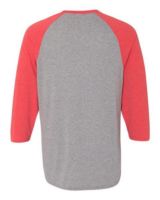 Jerzees 601RR Dri-Power Active Triblend Baseball Raglan T-Shirt - Oxford/Fiery Red Heather