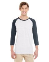 Jerzees 601RR Dri-Power Active Triblend Baseball Raglan T-Shirt - White Heather/Black Heather