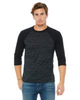 Bella + Canvas 3200 Unisex 3/4-Sleeve Baseball T-Shirt - Black