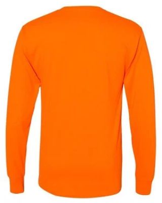 Hanes W120 Workwear Long Sleeve Pocket T-Shirt - Safety Orange