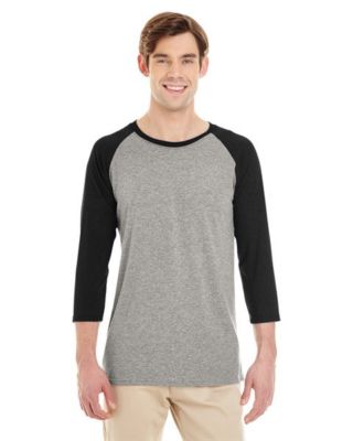 Jerzees 601RR Dri-Power Active Triblend Baseball Raglan T-Shirt - Oxford/Black