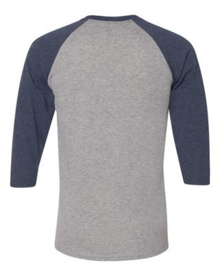 Jerzees 601RR Dri-Power Active Triblend Baseball Raglan T-Shirt - Oxford/Indigo Heather