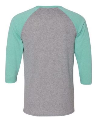 Jerzees 601RR Dri-Power Active Triblend Baseball Raglan T-Shirt - Oxford/Mint Heather