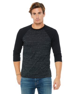 Bella + Canvas 3200 Unisex 3/4-Sleeve Baseball T-Shirt - Black