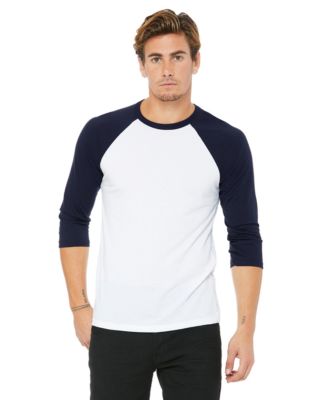 Bella + Canvas 3200 Unisex 3/4-Sleeve Baseball T-Shirt - Navy