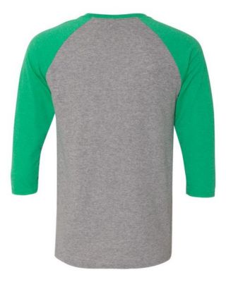 Jerzees 601RR Dri-Power Active Triblend Baseball Raglan T-Shirt - Oxford/Irish Green Heather