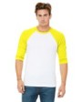 Bella + Canvas 3200 Unisex 3/4-Sleeve Baseball T-S...